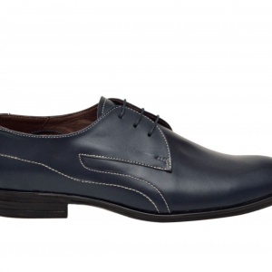42 - Pantofi barbatesti bleumarin lucrati manual piele naturala cod LSP154BL - Editie de LUX - Lichidare Stoc - Img 2