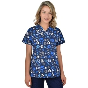 Bluza medicala albastra cu labute