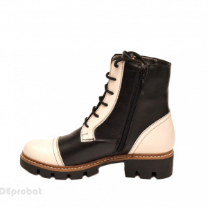 Bocanci dama piele naturala Negru cu Alb sport-casual