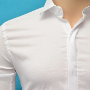 Camasa Alba Slim Fit cu nasturi ascunsi 