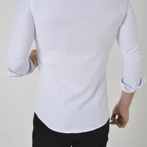 Camasa Slim Fit alba stil tunica vazut de la spate