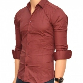 Camasa Slim Fit grena prafuit casual-eleganta - Camasa grena barbati | ZR54G