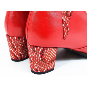 Ghete dama rosii din piele naturala cu toc imbracat cod G303 - Img 3