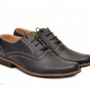 Pantofi barbati piele naturala bleumarin casual-eleganti cu siret cod P120