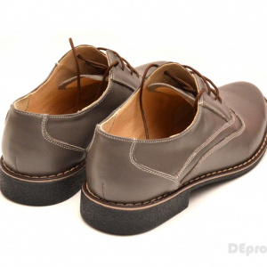 Pantofi barbati piele naturala Gri casual-eleganti cu siret cod P52 - Img 2