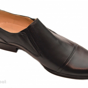 Pantofi barbati piele naturala negri casual-eleganti cu elastic cod P16EL - Img 5