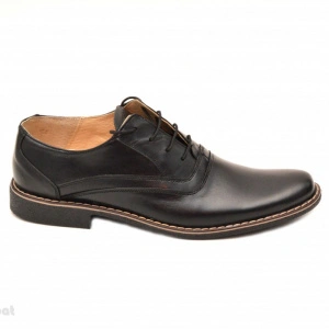 Pantofi barbati piele naturala negri casual-eleganti cu siret