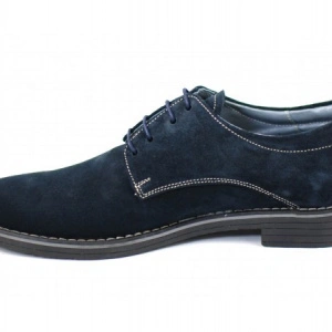 Pantofi barbati piele naturala velur bleumarin casual-eleganti cu siret
