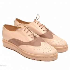 Pantofi dama bej casual-eleganti din piele naturala cod P53