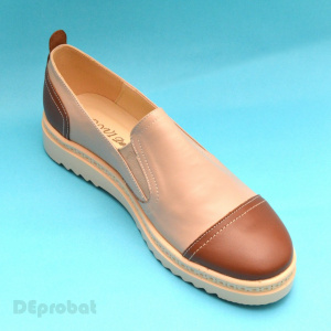 Pantofi dama bej casual-eleganti din piele naturala cu elastic