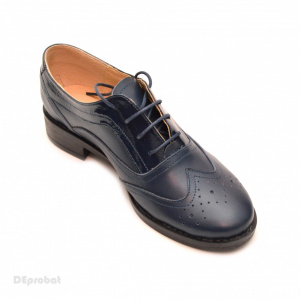 Pantofi dama bleumarin casual-eleganti din piele naturala Oxford