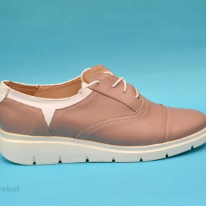 Pantofi dama crem cu alb casual-eleganti din piele naturala