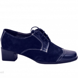 Pantofi dama eleganti bleumarin din piele naturala cu toc 4 cm