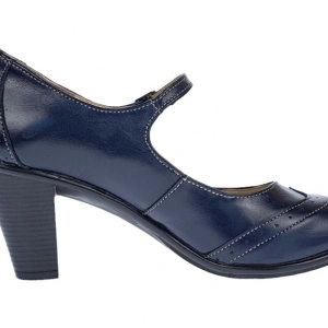 Pantofi dama eleganti din piele naturala Bleumarin cu toc de 5 cm