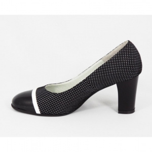 Pantofi dama eleganti din piele naturala negri cu buline