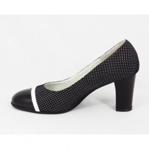Pantofi dama eleganti din piele naturala negri cu buline