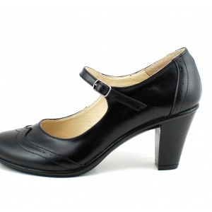 Pantofi dama eleganti din piele naturala negri cu toc de 7 cm
