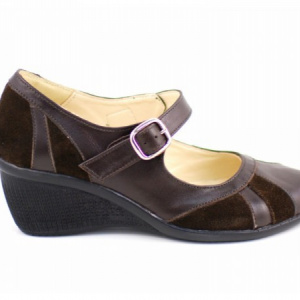 Pantofi dama maro din piele naturala cu platforma cod P40M - Made in Romania - Img 2