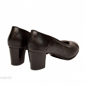 Pantofi dama negri cu toc aplicat din piele naturala cod P352 - Img 2