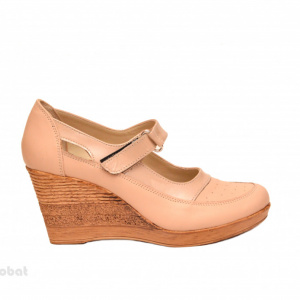 Pantofi dama piele naturala bej cu platforma