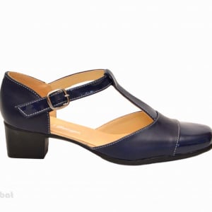 Pantofi dama piele naturala bleumarin cu bareta
