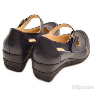 Pantofi dama piele naturala bleumarin cu platforma