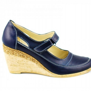 Pantofi dama piele naturala bleumarin cu platforma