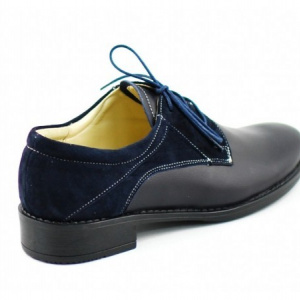 Pantofi dama piele naturala bleumarin cu siret cod P89BL - Made in Romania - Img 5