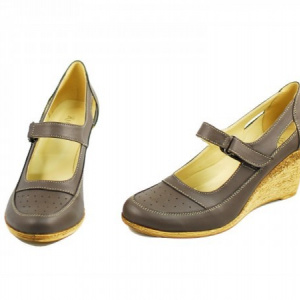 Pantofi dama piele naturala gri cu platforma