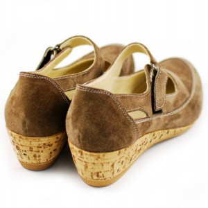 Pantofi dama piele naturala maro velur cu platforma cod P87MVEL - Made in Romania - Img 2