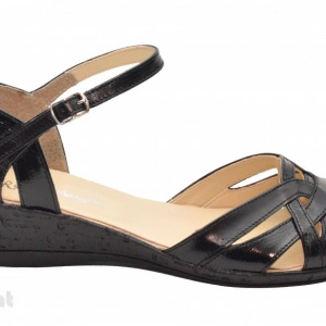 Pantofi dama piele naturala negri cu bareta