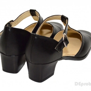 Pantofi dama piele naturala negri cu bareta