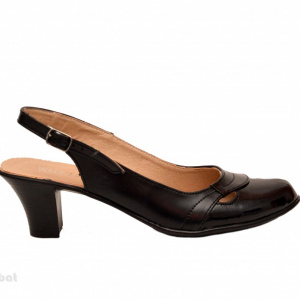 Pantofi dama piele naturala negri cu bareta lucrati manual