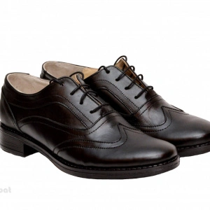 Pantofi dama piele naturala negri cu siret cod P14 - Made in Romania
