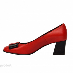 Pantofi dama rosii cu toc aplicat din piele naturala cod P354 - Img 4