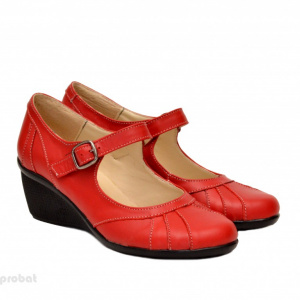 Pantofi dama rosii din piele naturala cu platforma cod P156R - Made in Romania