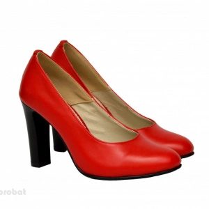 Pantofi dama rosii eleganti din piele naturala cu toc de 9 cm cod P310