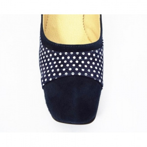 Pantofi eleganti dama bleumarin din piele naturala velur