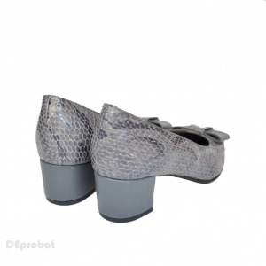 Pantofi gri dama eleganti din piele naturala