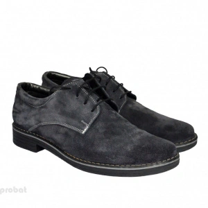 Pantofi gri petrol barbati piele naturala velur casual-office - cod P205