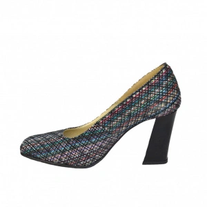 Pantofi multicolori dama eleganti din piele naturala