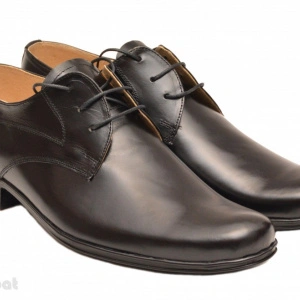 Pantofi negri barbati piele naturala casual-eleganti cu siret cod P41