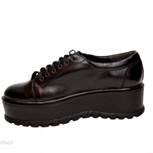 Pantofi negri dama cu talpa inalta 5,5 cm din piele naturala