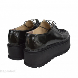 Pantofi negri lacuiti dama cu talpa inalta 5,5 cm din piele naturala