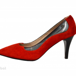 Pantofi stiletto dama eleganti din piele naturala rosii velur