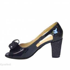 Sandale bleumarin dama din piele naturala toc aplicat 7 cm