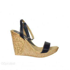 Sandale dama bleumarin cu platforma de 10,5 cm din piele naturala