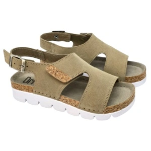 Sandale Dr Feet 9016 maro de cappuccino cu detalii de pluta - dama