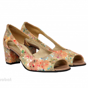 Sandale multicolore dama din piele naturala toc 5 cm cod S301