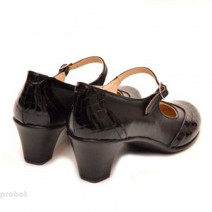 Pantofi dama eleganti din piele naturala negri cu toc de 5 cm